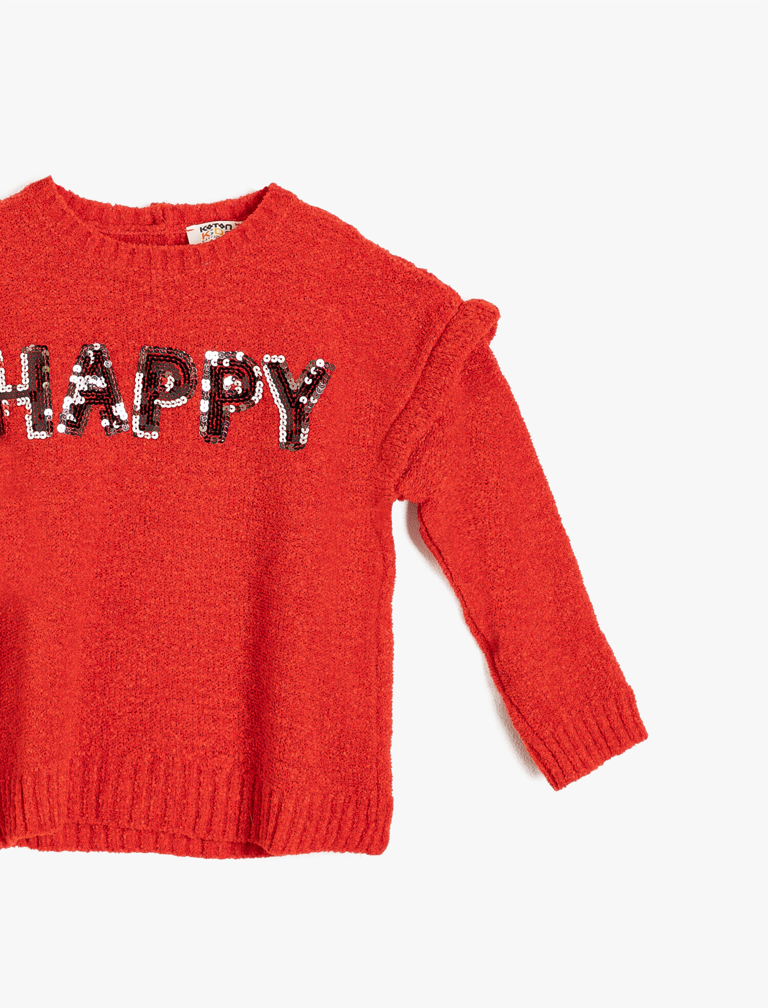  Kız Çocuk Bisiklet Yaka Uzun Kollu Pul Detaylı Triko Kazak