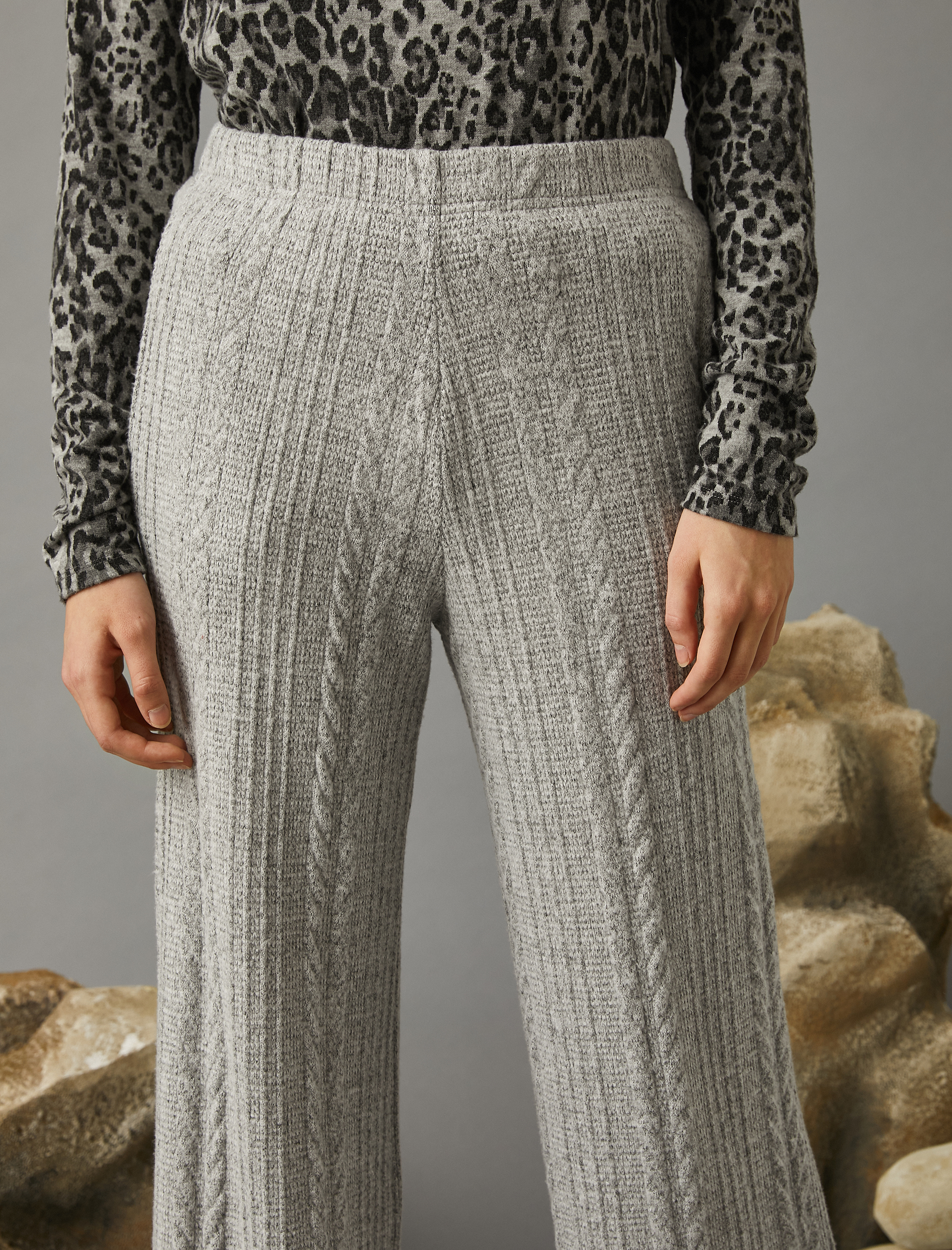   Geniş Paça Örgü Pantolon