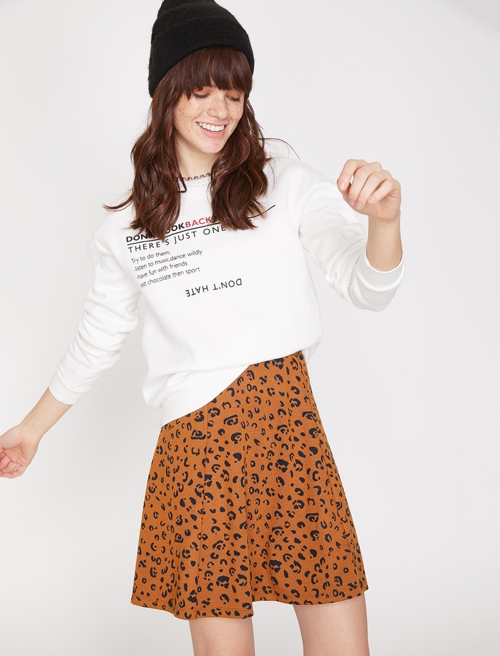  Leopar Desenli Etek