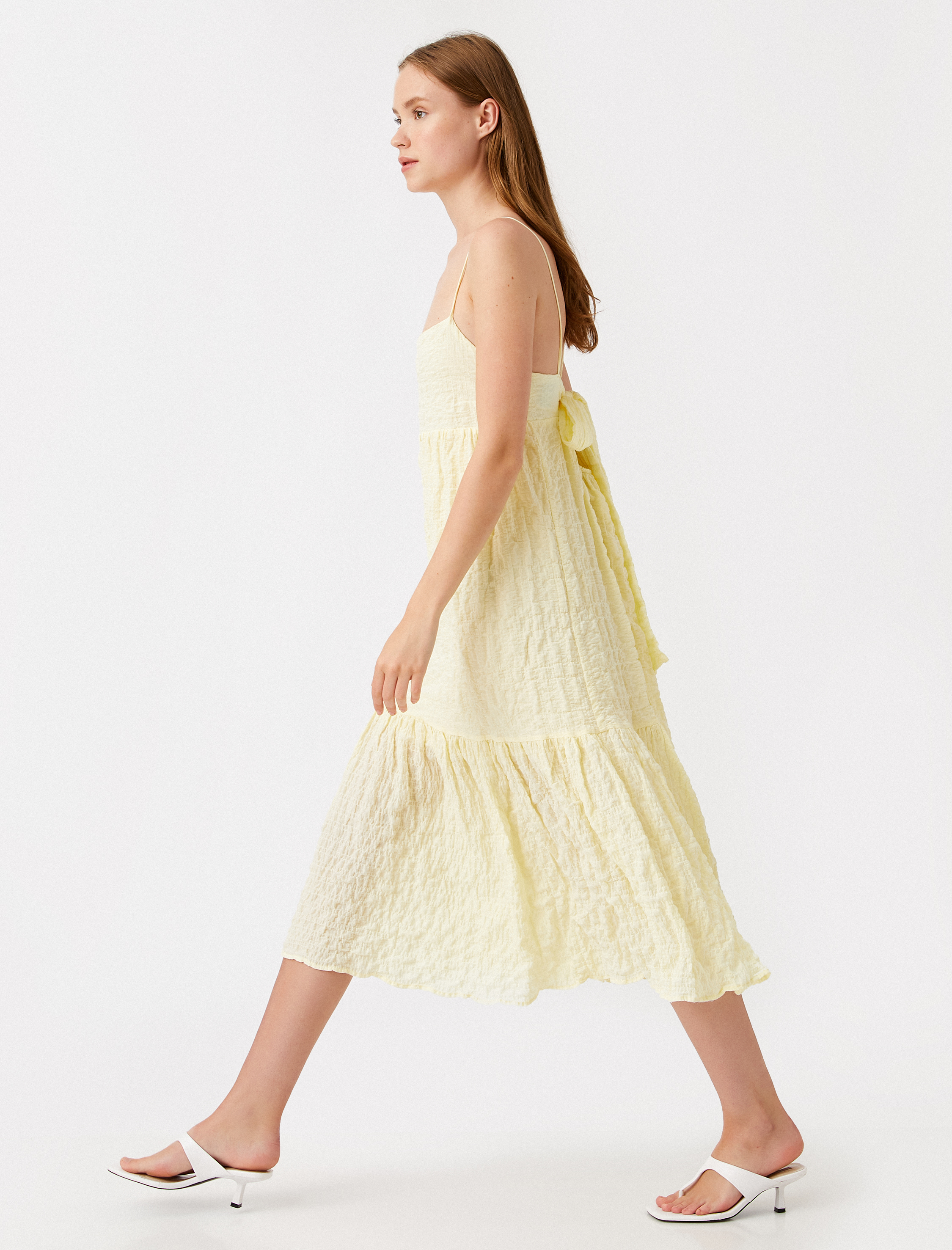   Kurdeleli Elbise İnce Askılı Pamuklu