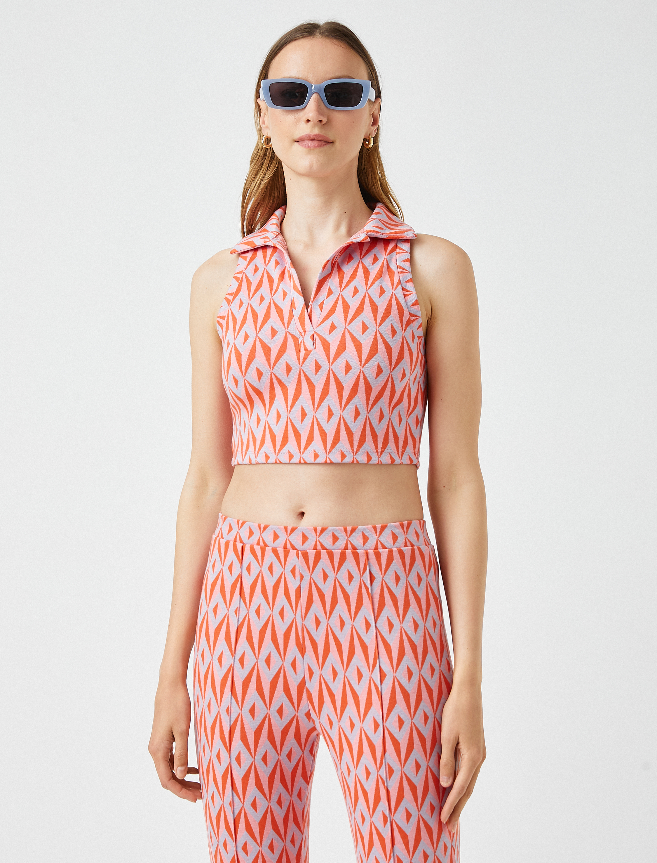   Crop Atlet Desenli Polo Yaka