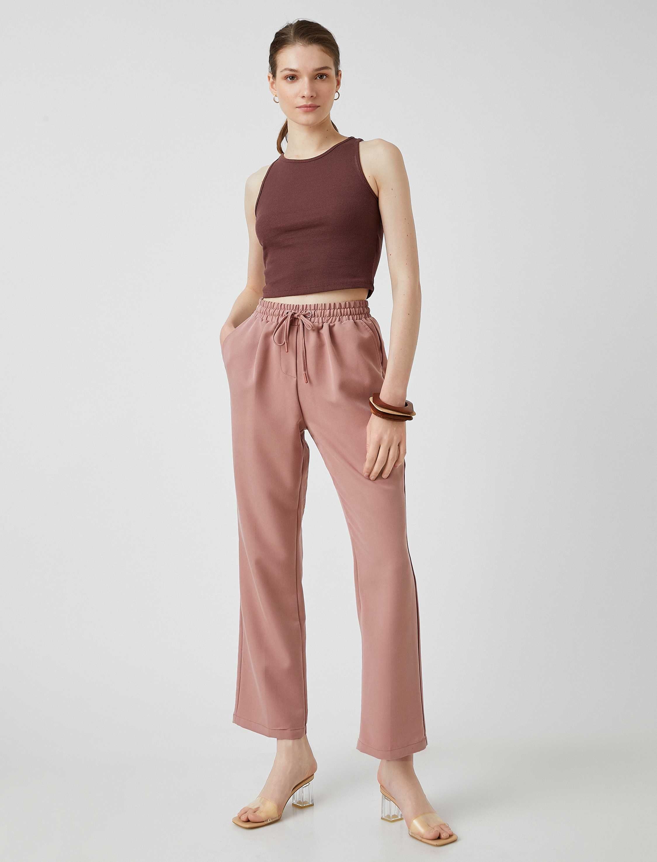   Bol Paça Pantolon Cepli Beli Bağlamalı