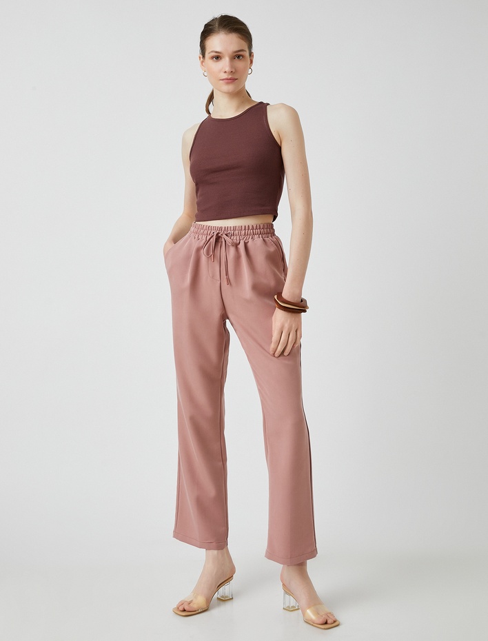  Bol Paça Pantolon Cepli Beli Bağlamalı