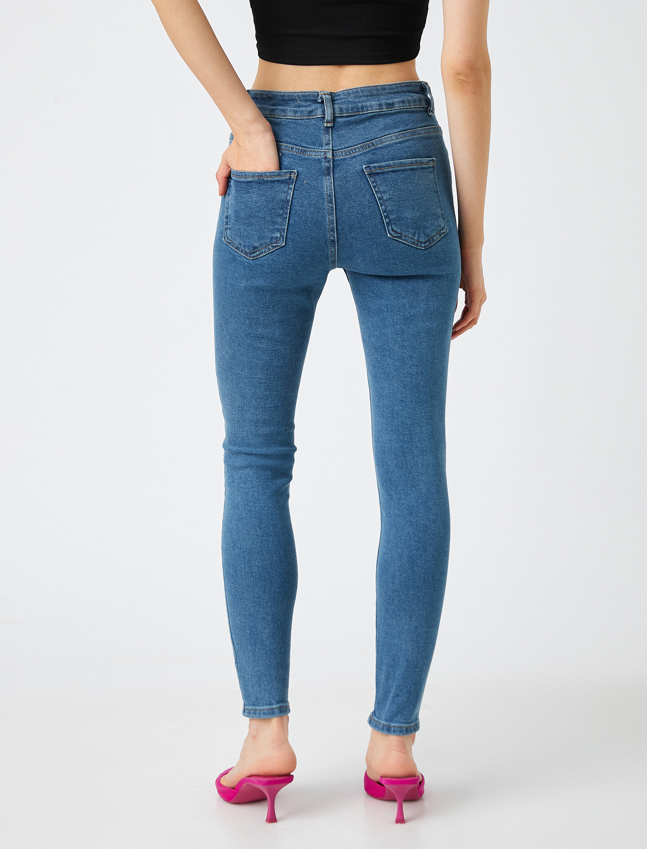   Dar Paça Kot Pantolon Dar Kesim Yüksek Bel - Carmen Jean