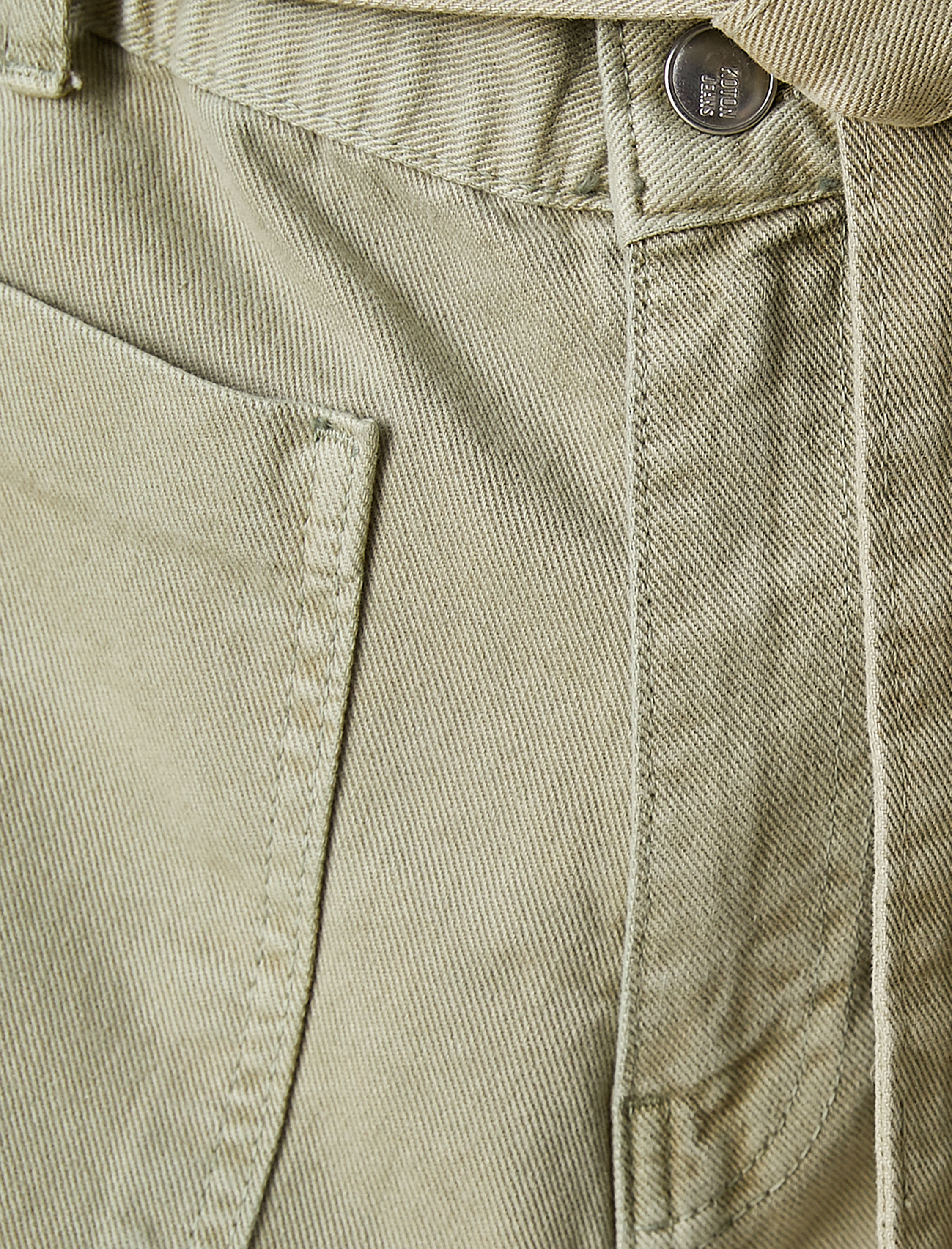   Yüksek Bel Şort Kemerli Cepli Pamuklu