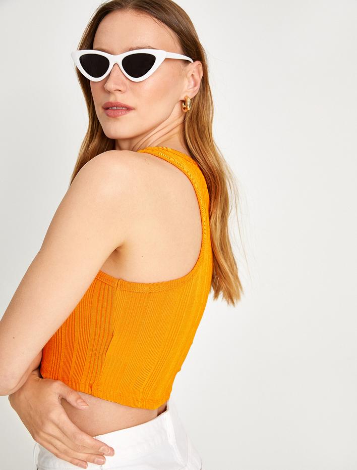  Crop Atlet Halter Yaka
