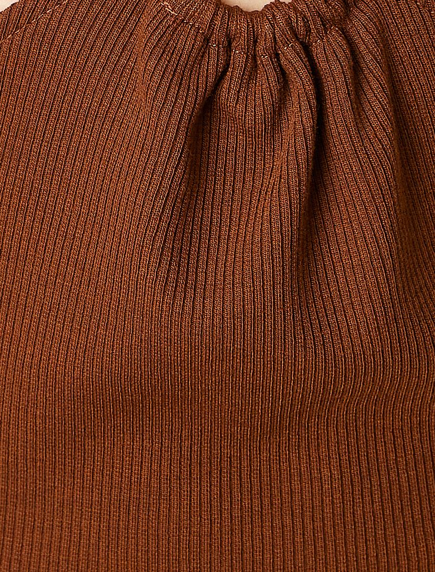   Pencere Detaylı Mini Elbise V Yaka