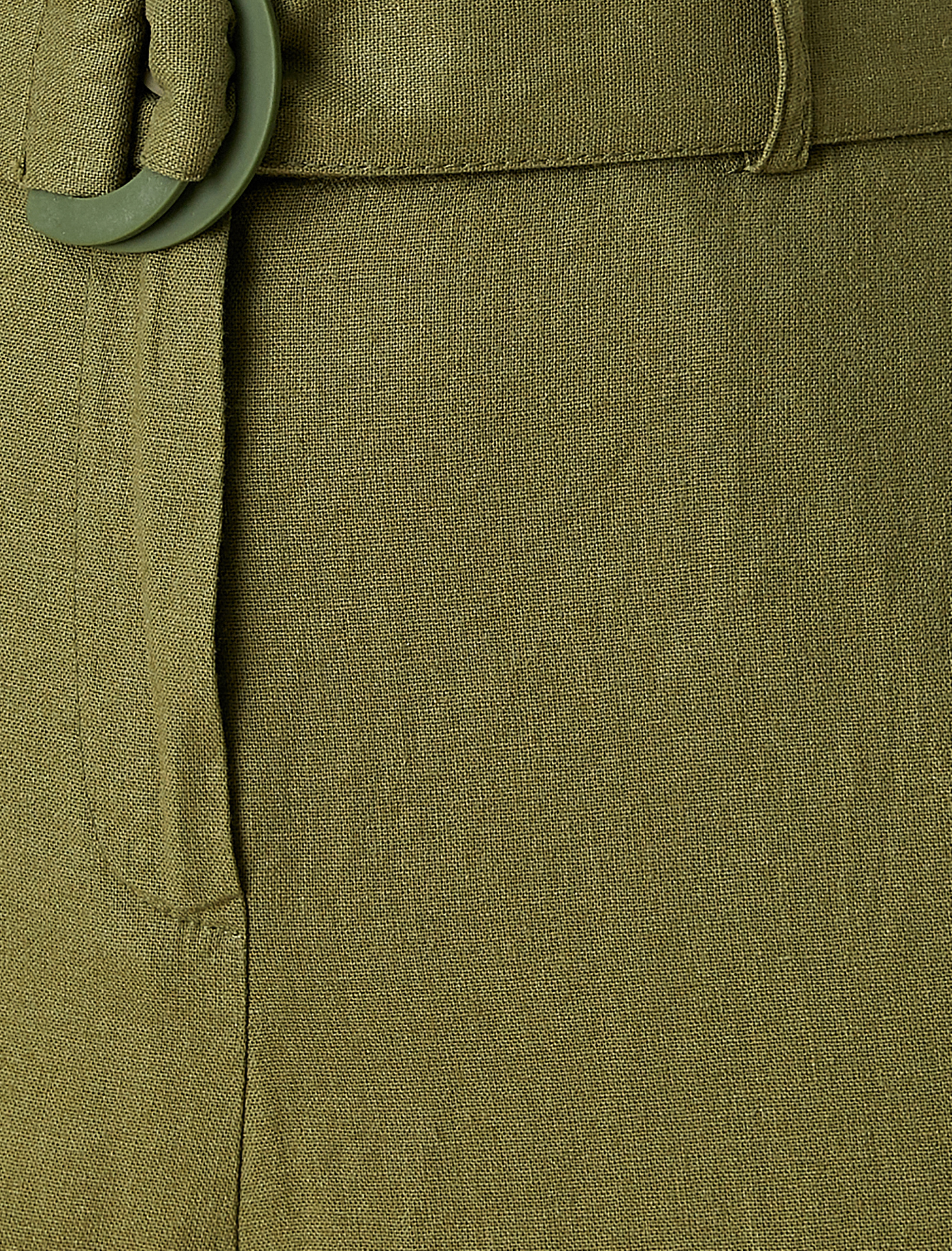   Bol Paça Pantolon Kemerli Keten Karışımlı