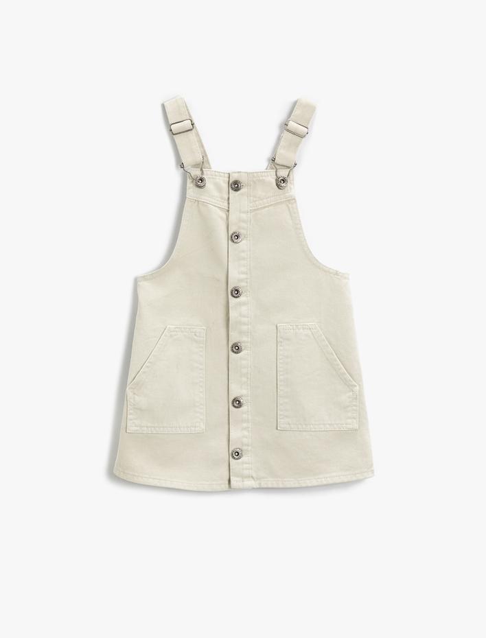 Kız Çocuk Basic Kot Salopet Elbise Pamuklu