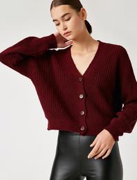 V Yaka Crop Triko Hırka