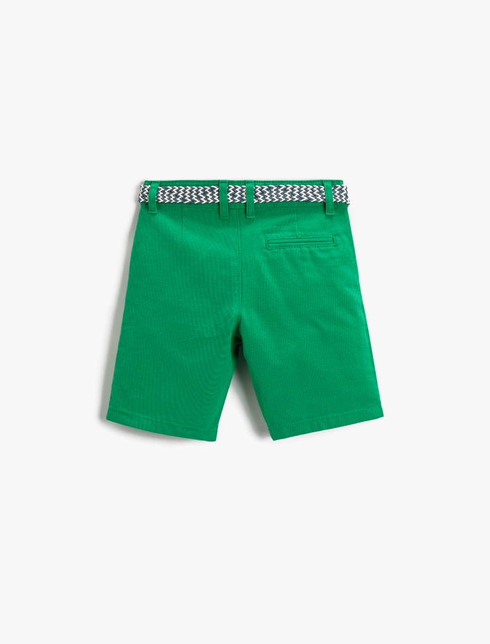 Erkek Çocuk Şort Kemerli Cepli Diz Üstü Pamuklu