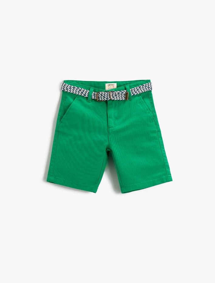 Erkek Çocuk Şort Kemerli Cepli Diz Üstü Pamuklu