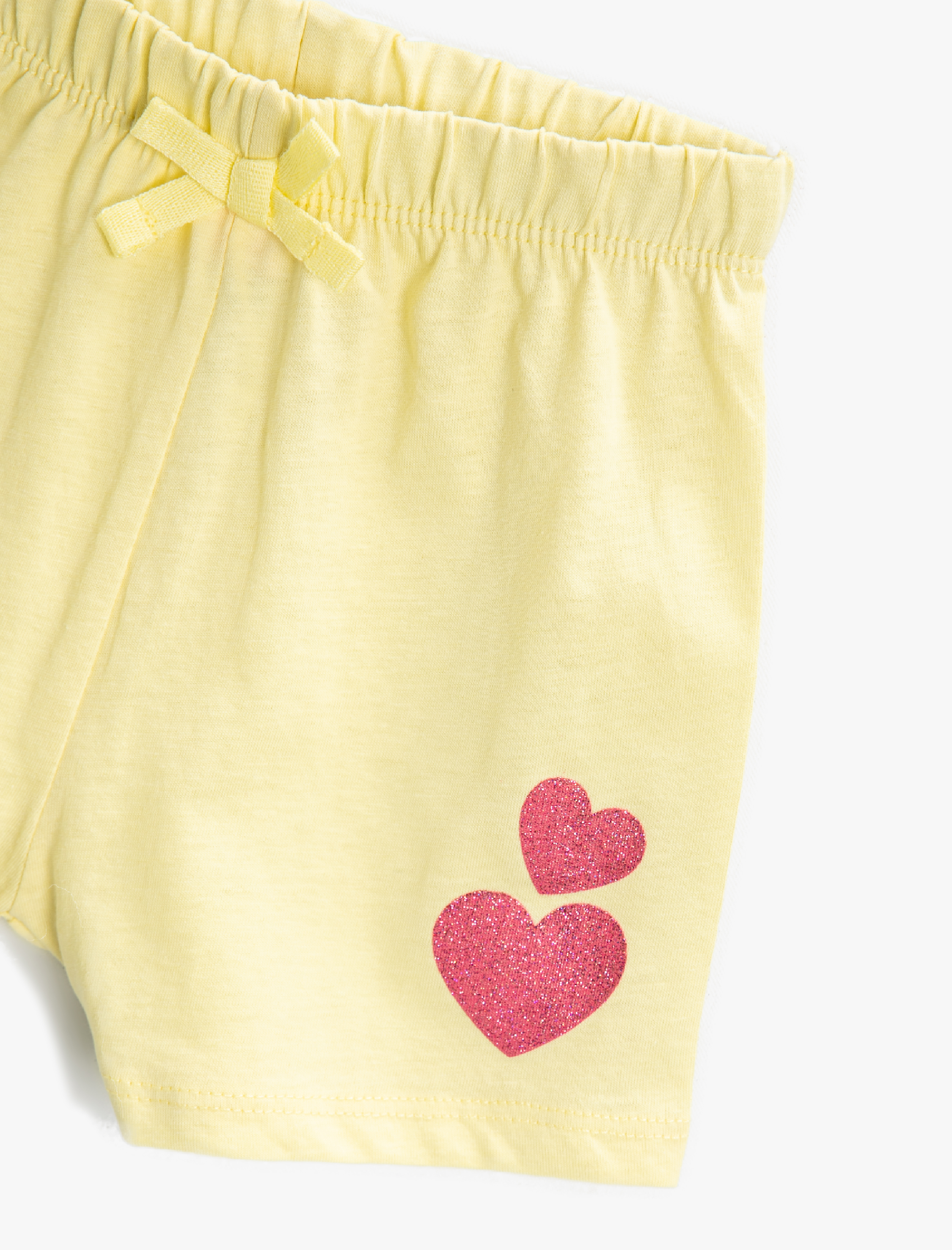  Kız Bebek Kalp Baskılı Beli Lastikli Şort Pamuklu