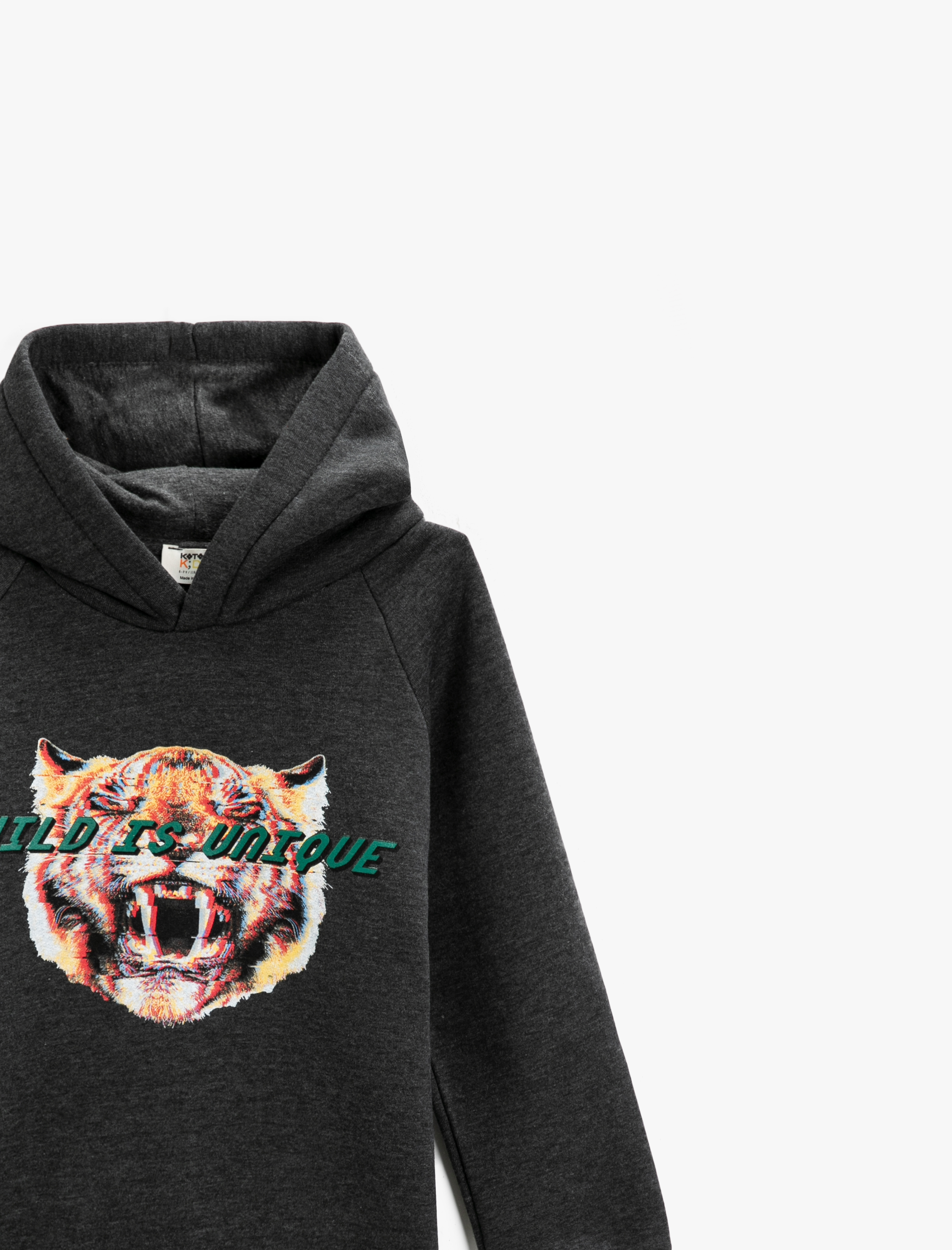  Erkek Çocuk Kaplan Baskılı Kapüşonlu Sweatshirt