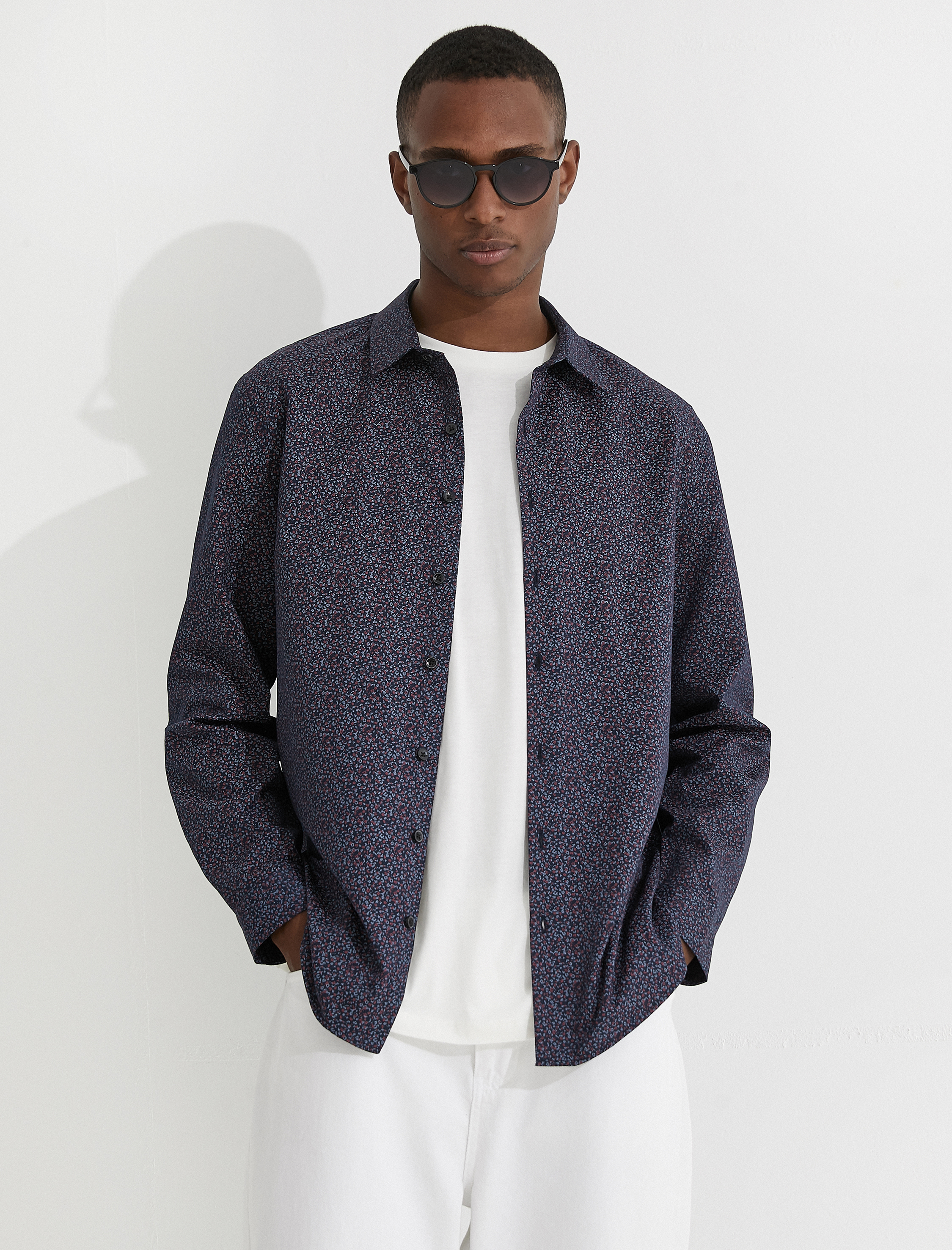 Spor Gömlek Mikro Desenli Slim Fit Non Iron