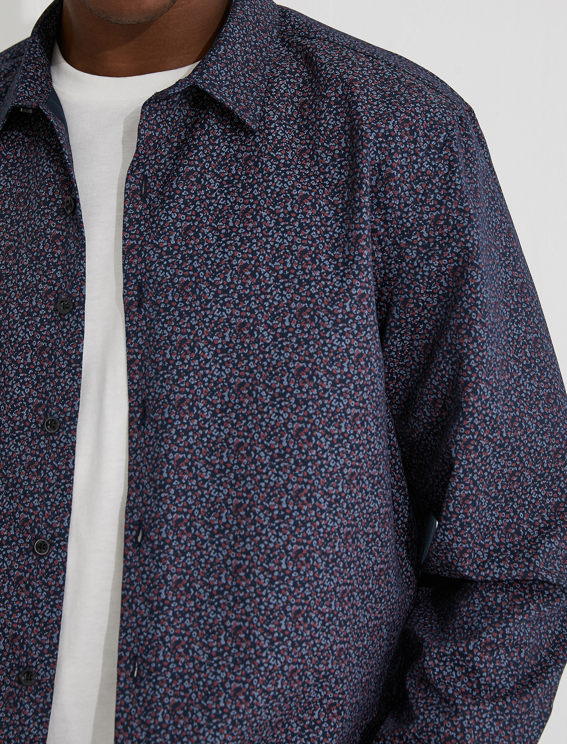 Spor Gömlek Mikro Desenli Slim Fit Non Iron