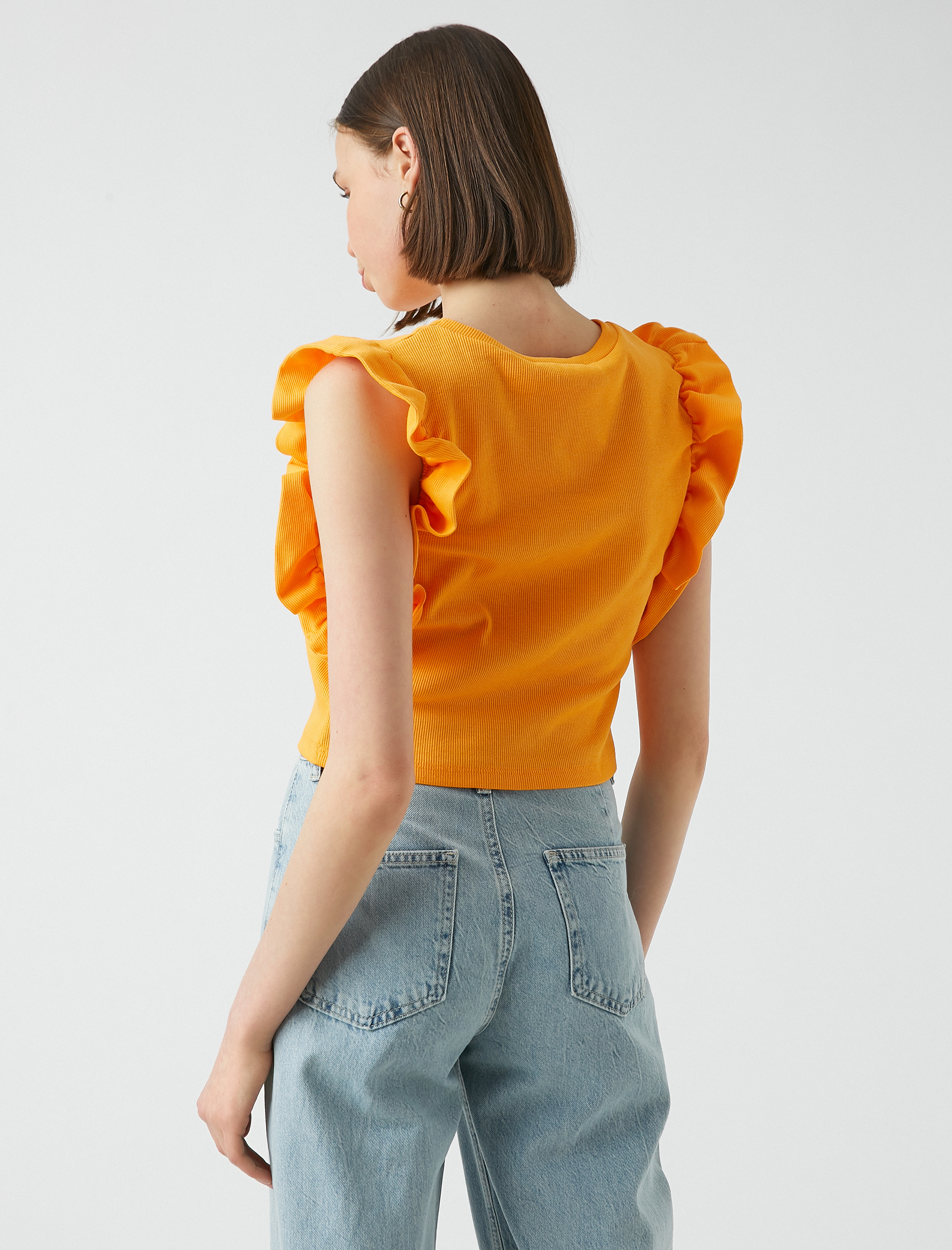   Fırfırlı Kolsuz Tişört Pamuklu