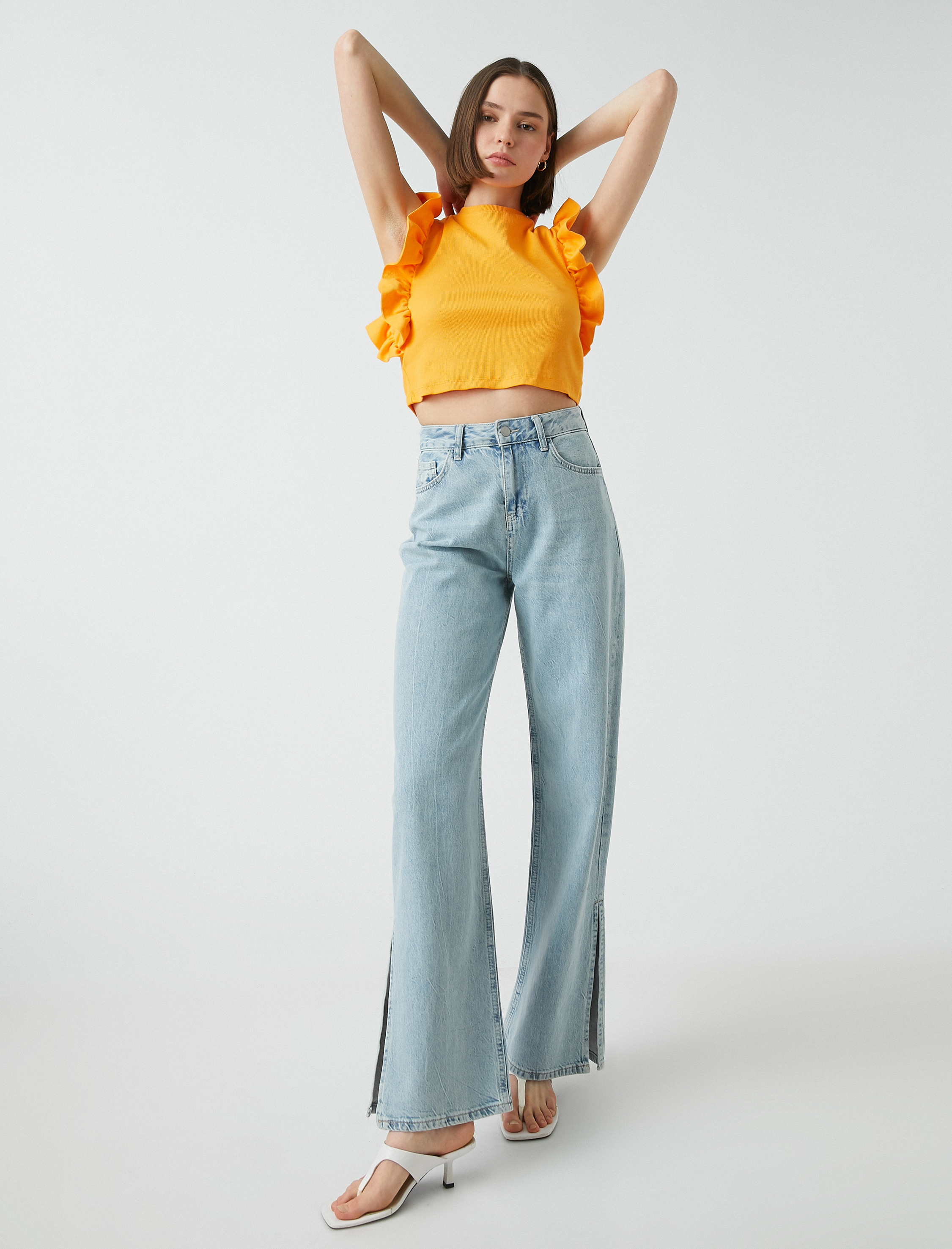   Fırfırlı Kolsuz Tişört Pamuklu