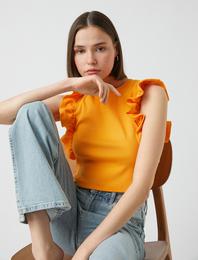 Fırfırlı Kolsuz Tişört Pamuklu