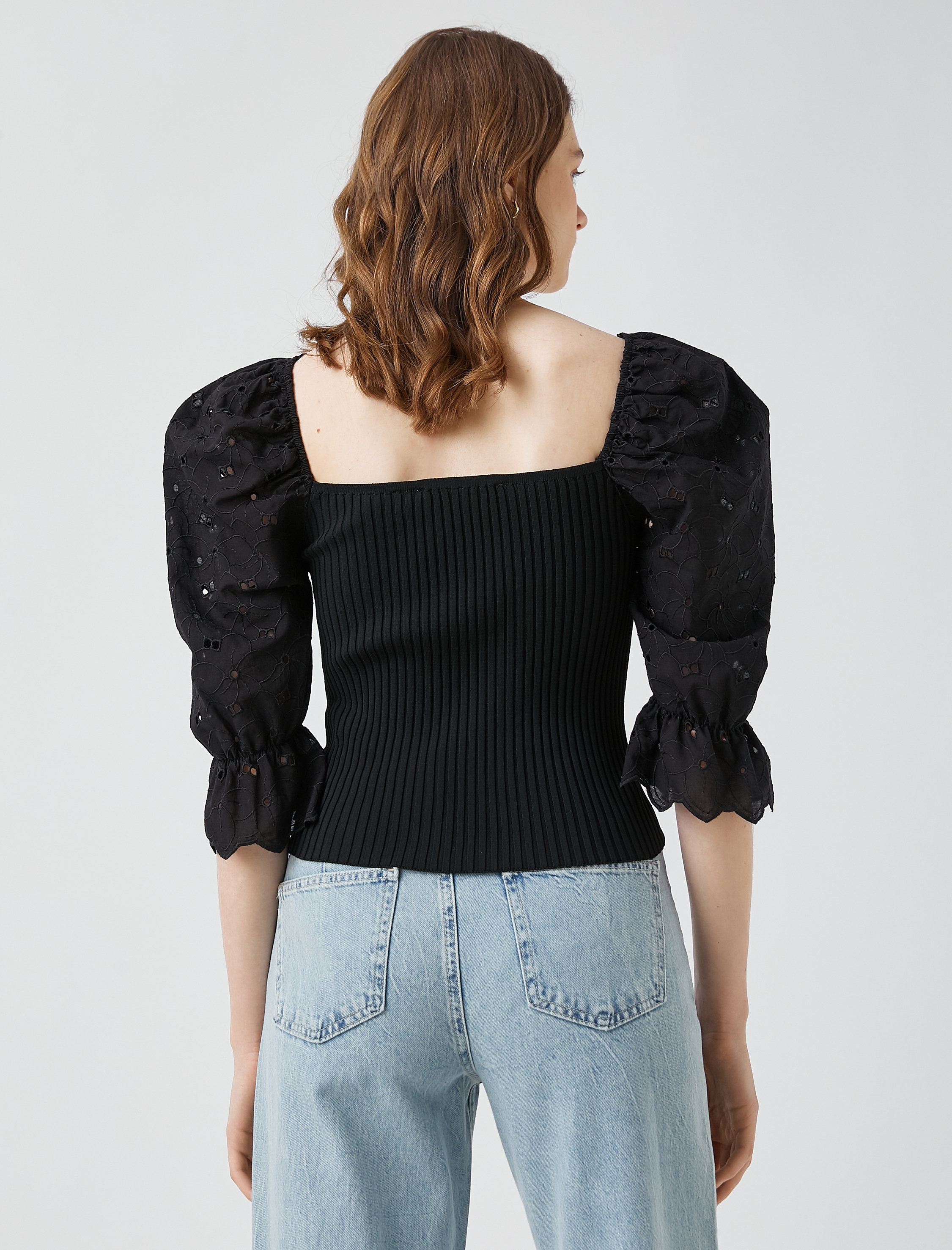   Ribanalı Bluz Fisto Balon Kollu