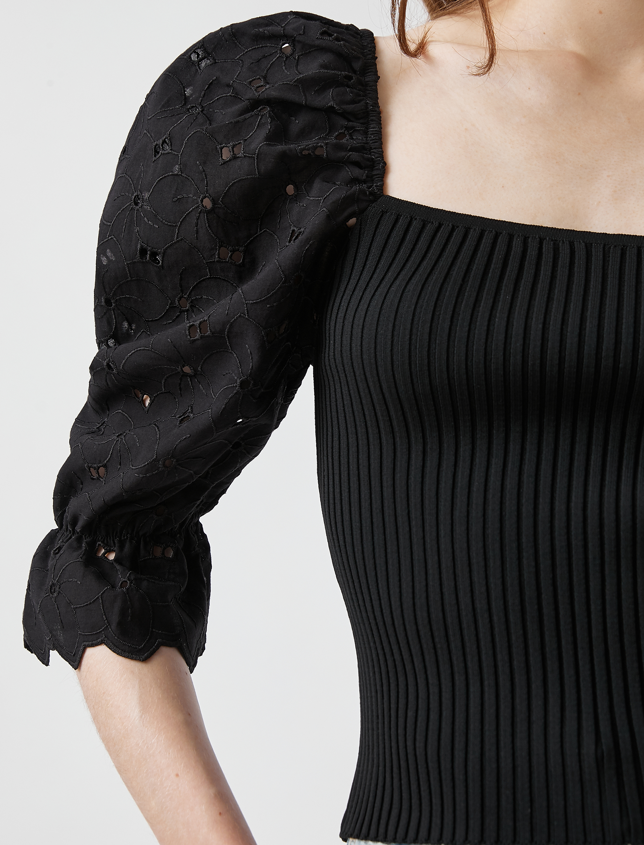   Ribanalı Bluz Fisto Balon Kollu