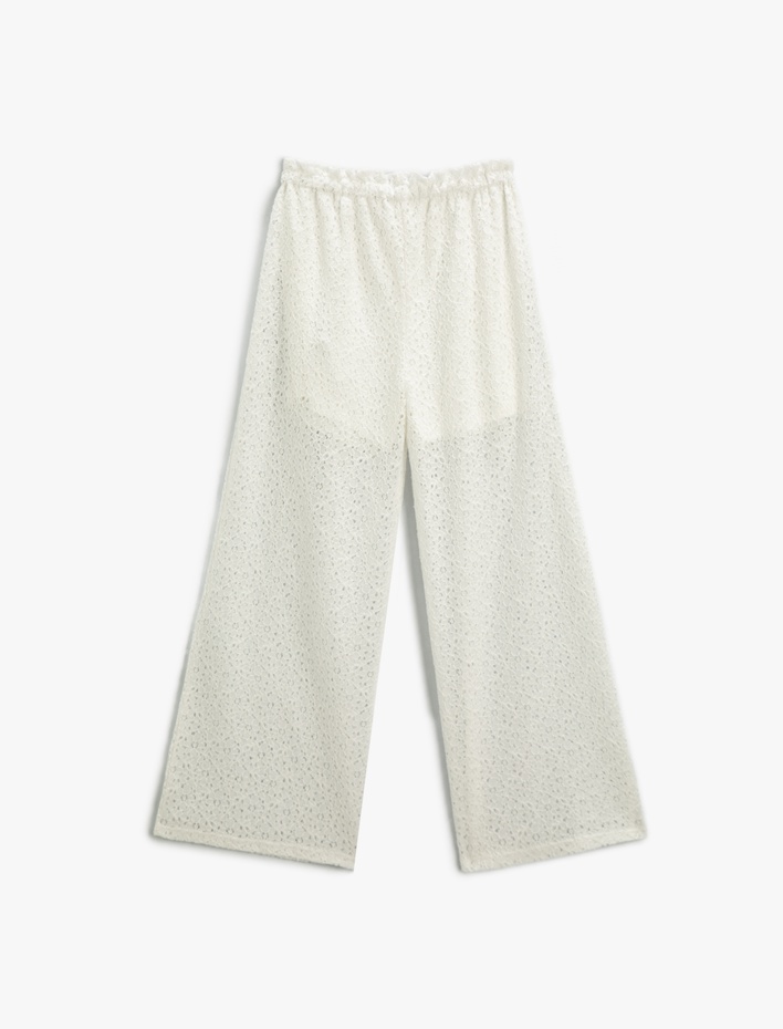 Kız Çocuk Dantelli Pantolon Astarlı