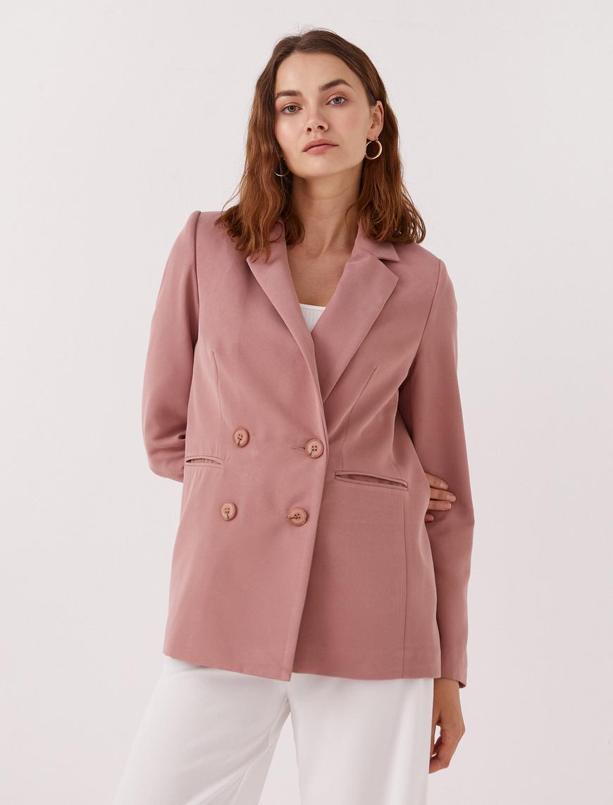   Kruvaze Blazer Ceket Modal Karışımlı
