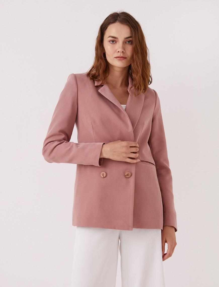   Kruvaze Blazer Ceket Modal Karışımlı