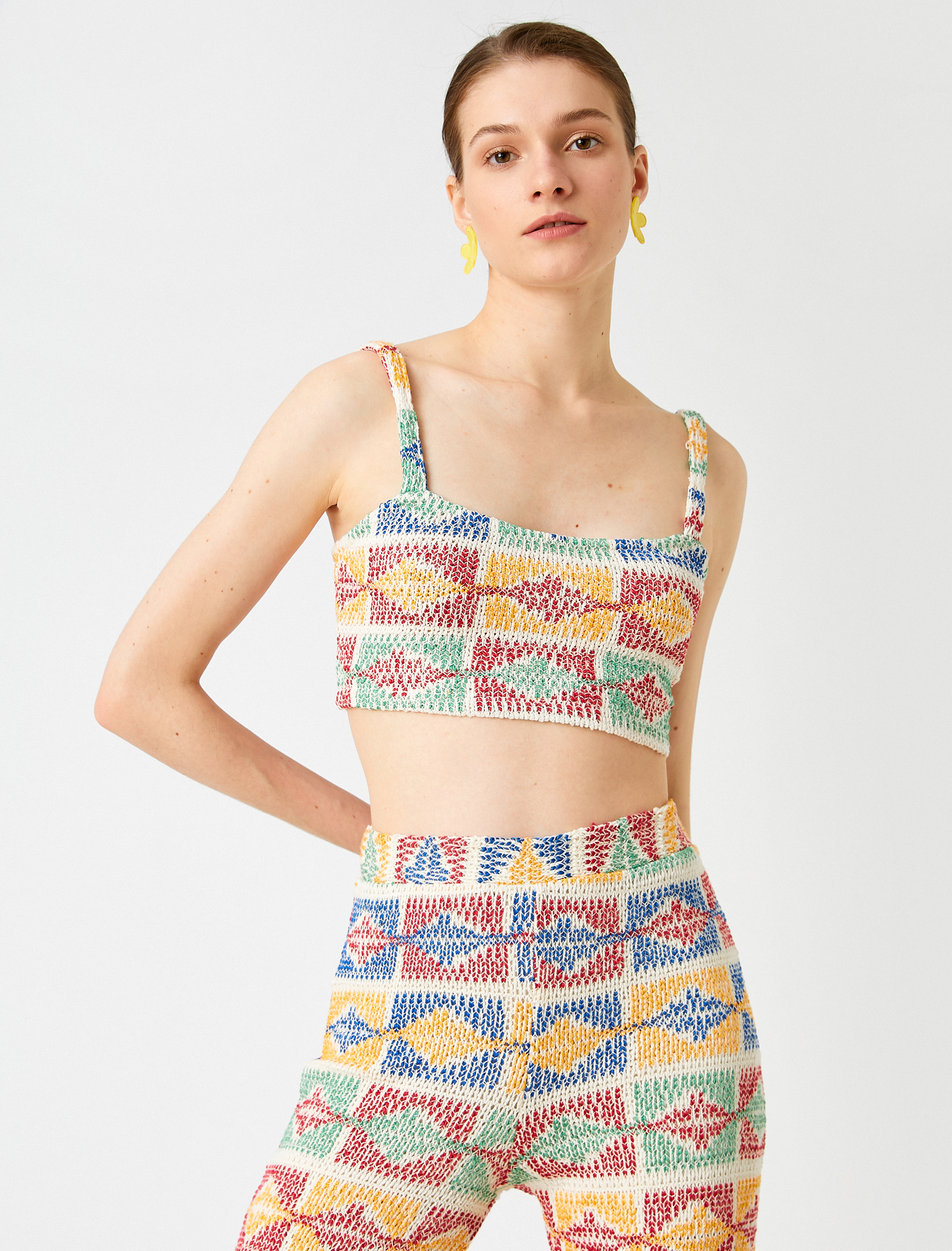   Crop Atlet Desenli Askılı