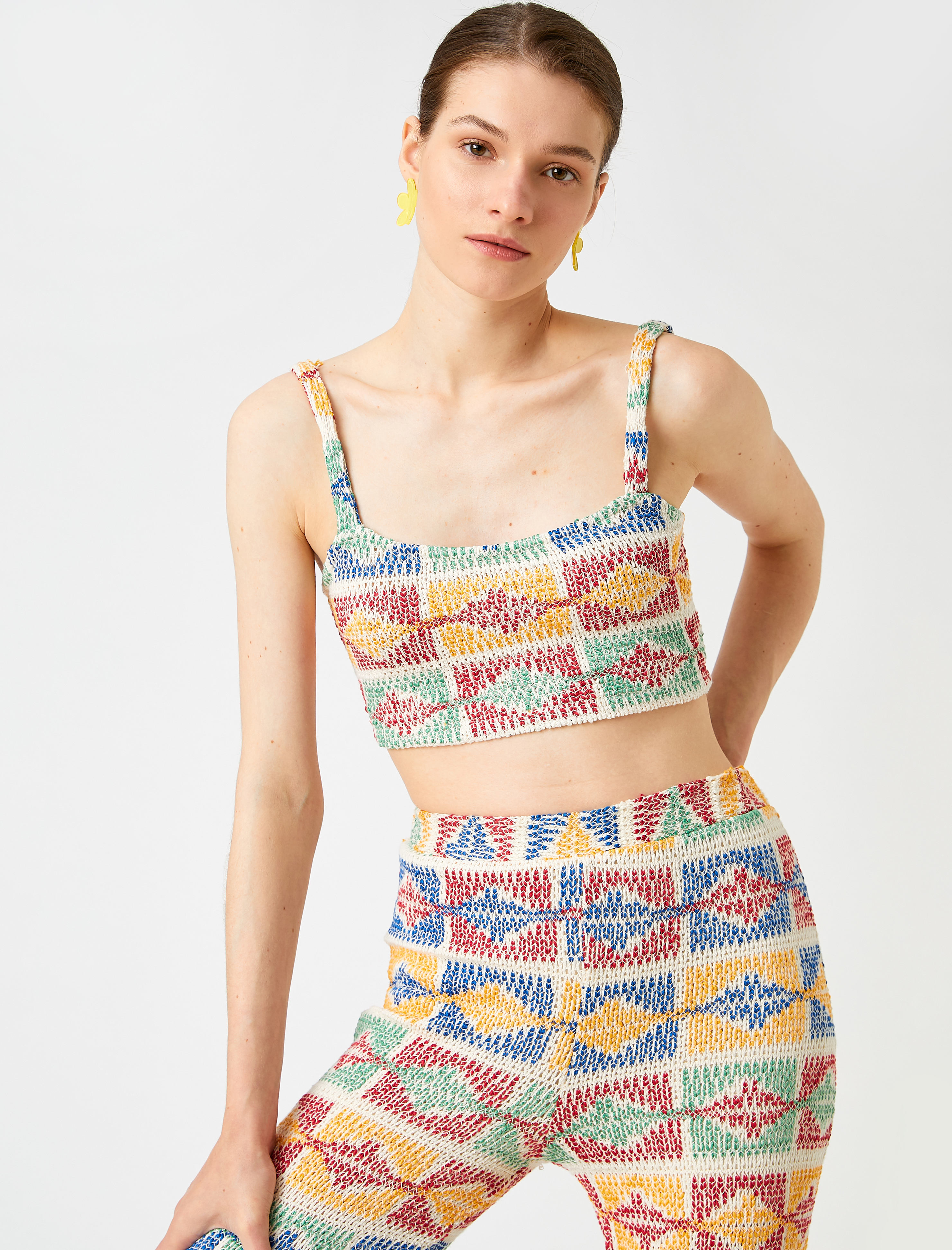   Crop Atlet Desenli Askılı