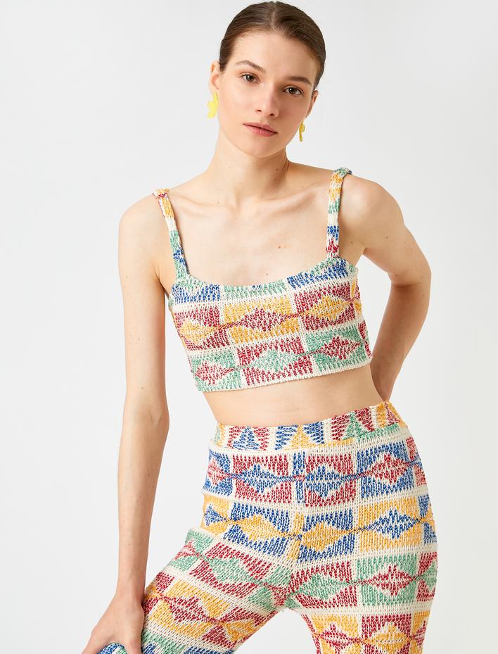  Crop Atlet Desenli Askılı