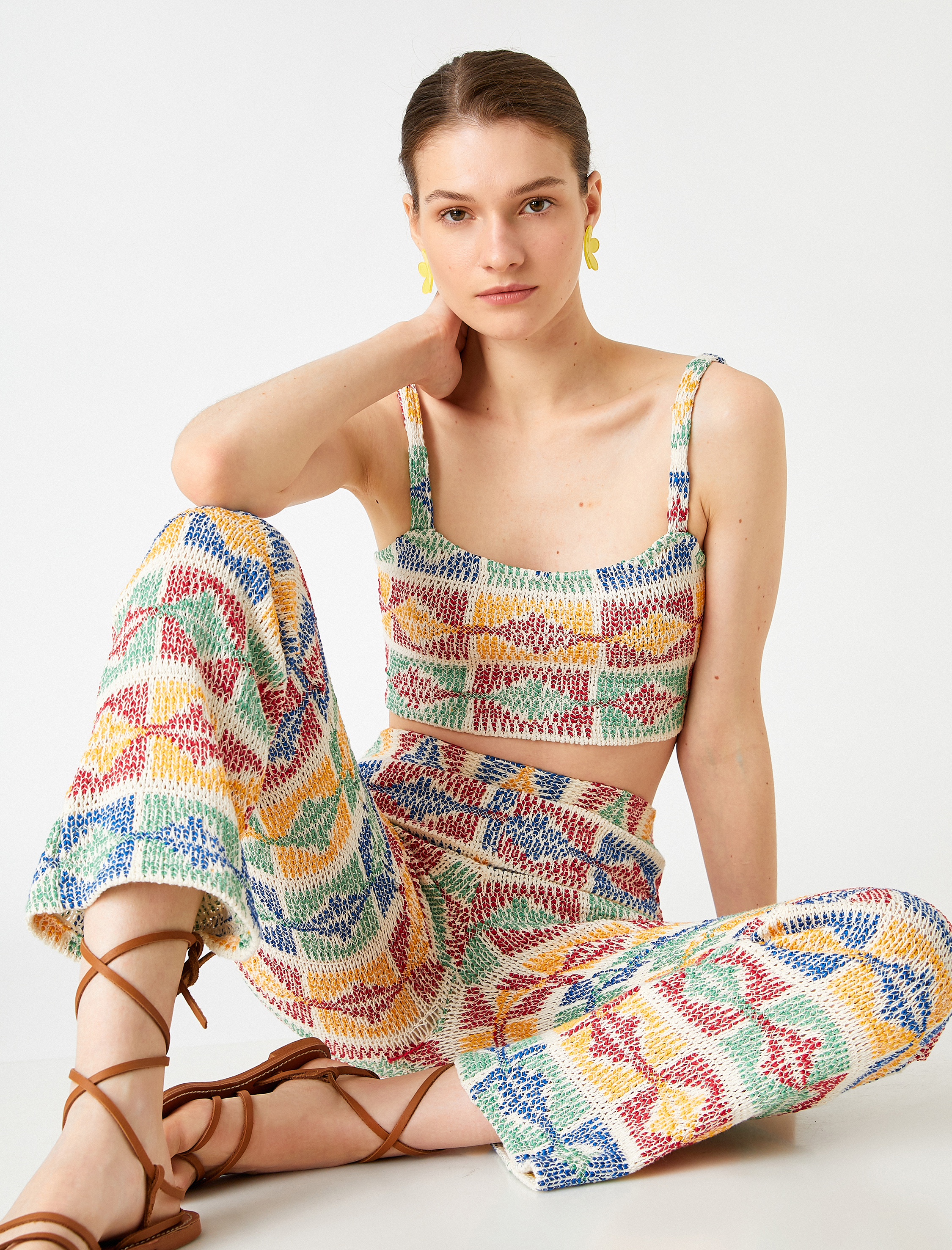   Crop Atlet Desenli Askılı