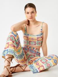 Crop Atlet Desenli Askılı