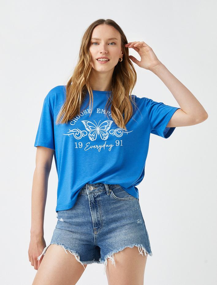  Baskılı Tişört Kısa Kollu