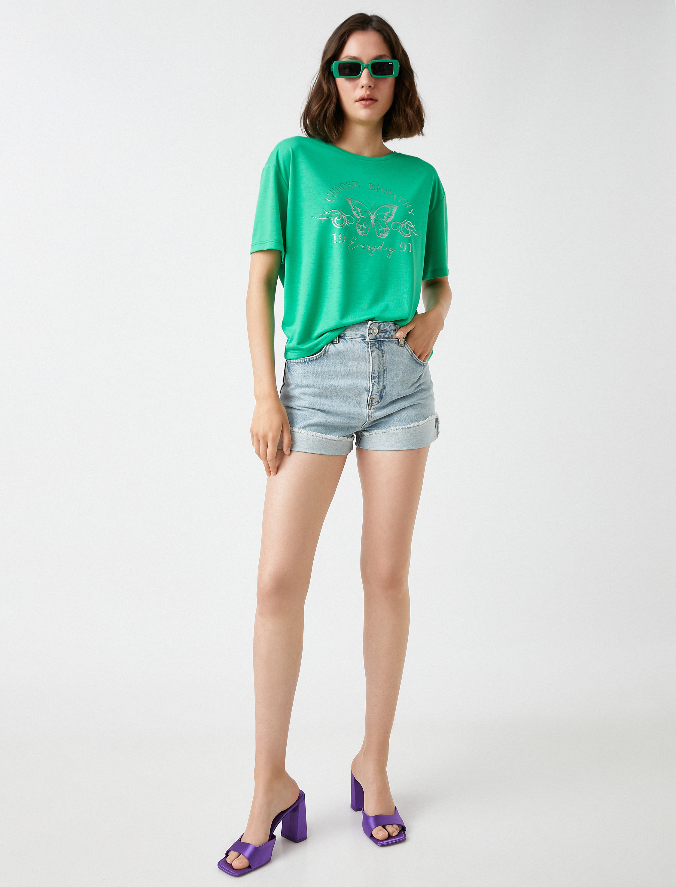   Baskılı Tişört Kısa Kollu