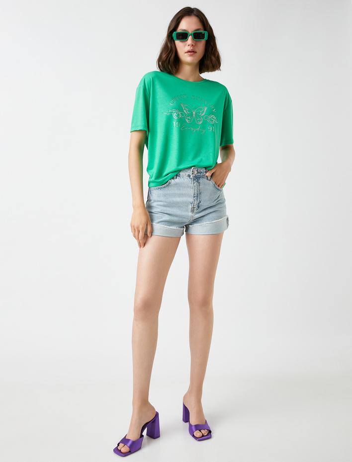  Baskılı Tişört Kısa Kollu