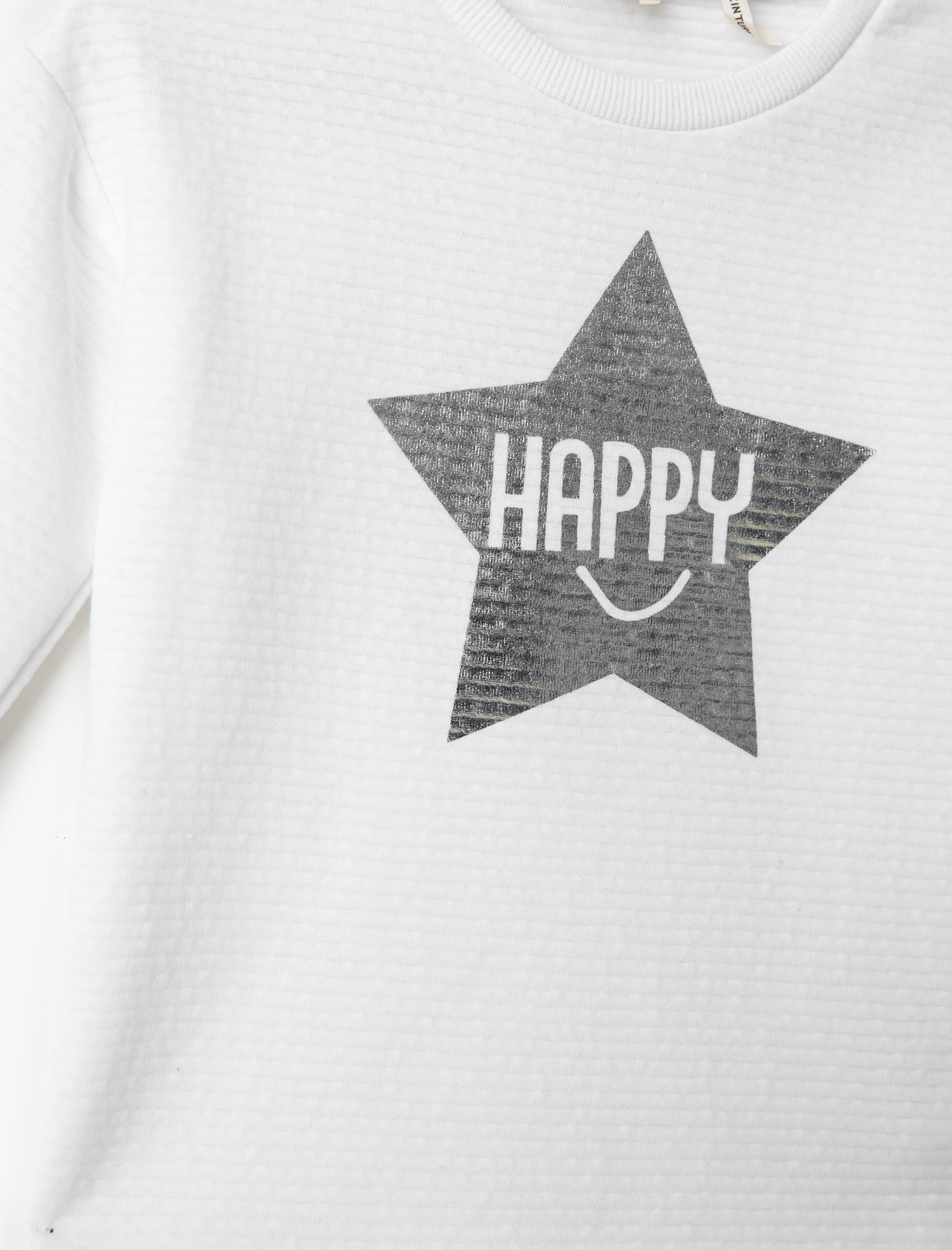  Kız Çocuk Parlak Baskılı Sweatshirt Uzun Kollu Bisiklet Yaka