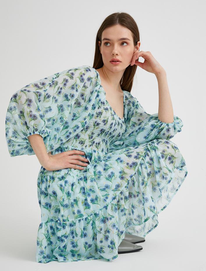  Çiçekli Yazlık Elbise Tül