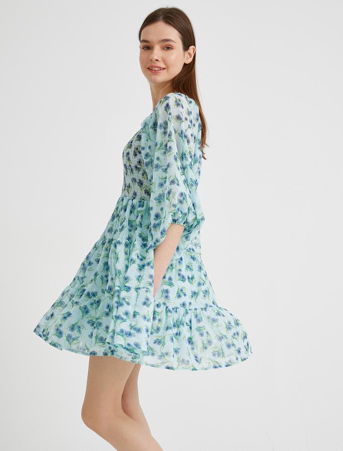  Çiçekli Yazlık Elbise Tül