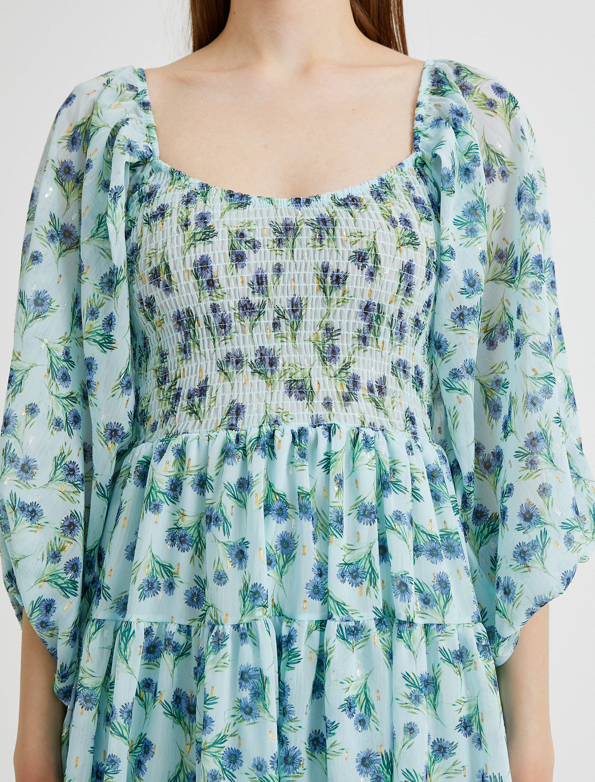   Çiçekli Yazlık Elbise Tül