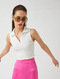 Polo Yaka Kolsuz Pamuklu Crop Atlet