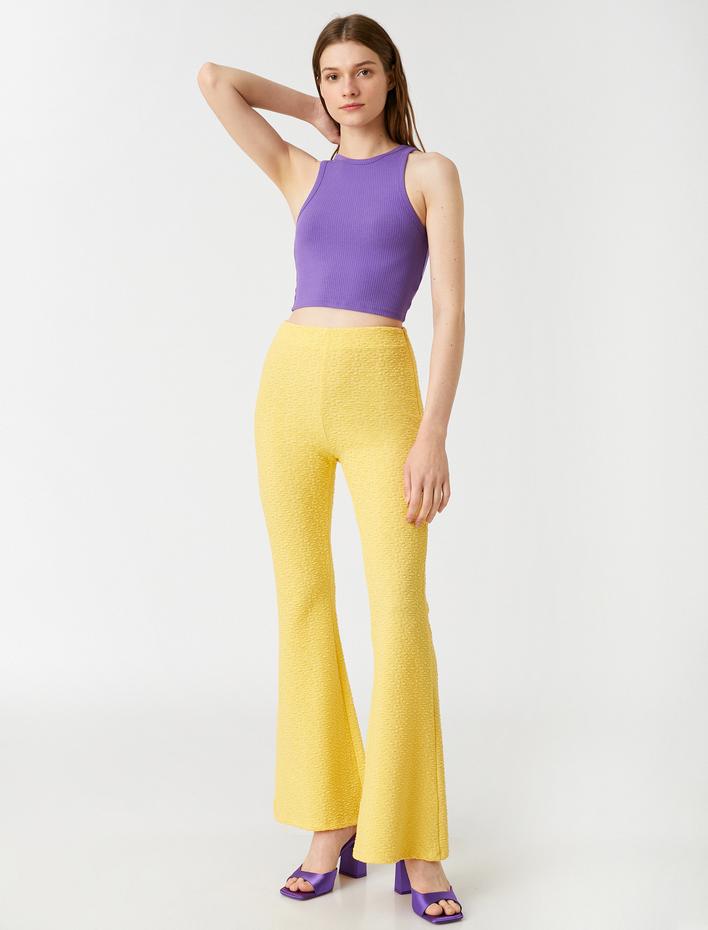  İspanyol Paça Pantolon Desenli