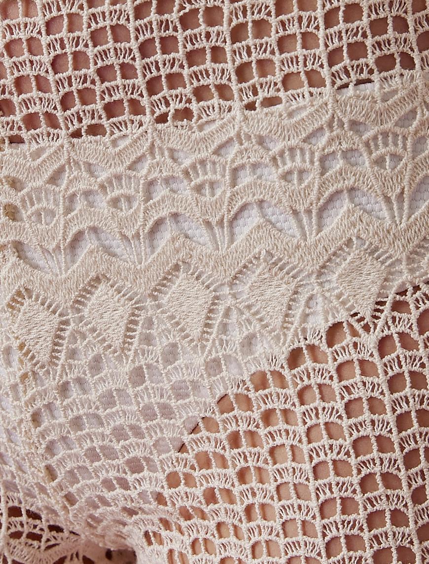   Örgü Detaylı Bol Paça Pantolon