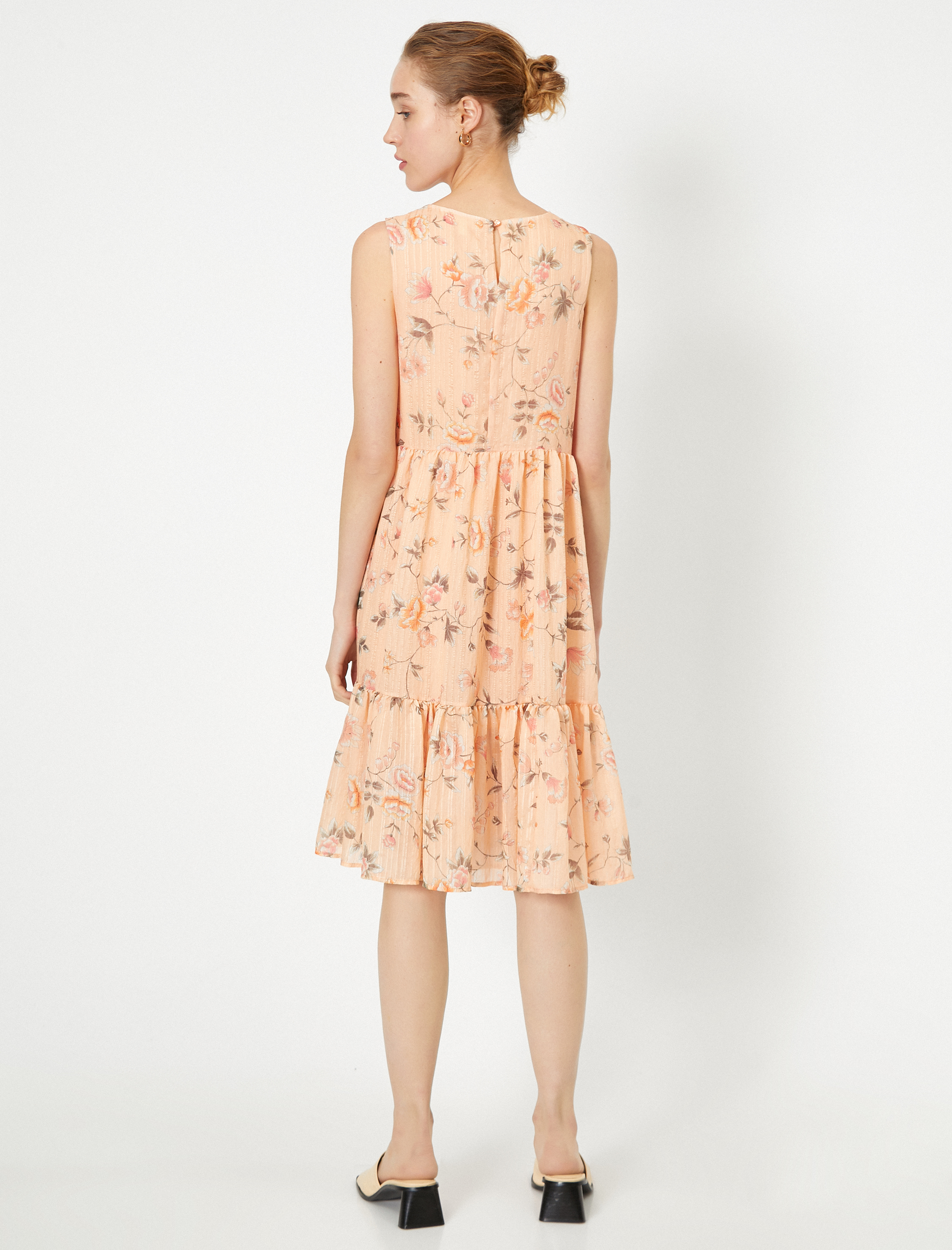   Çiçek Desenli Midi Uçuş Uçuş Elbise