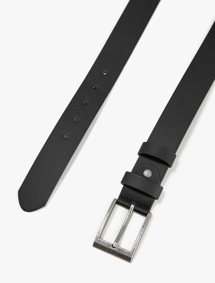 Erkek Kemer Deri Görünümlü Tokalı