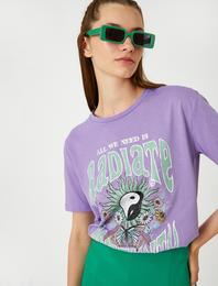 Baskılı Tişört Bisiklet Yaka Kısa Kollu