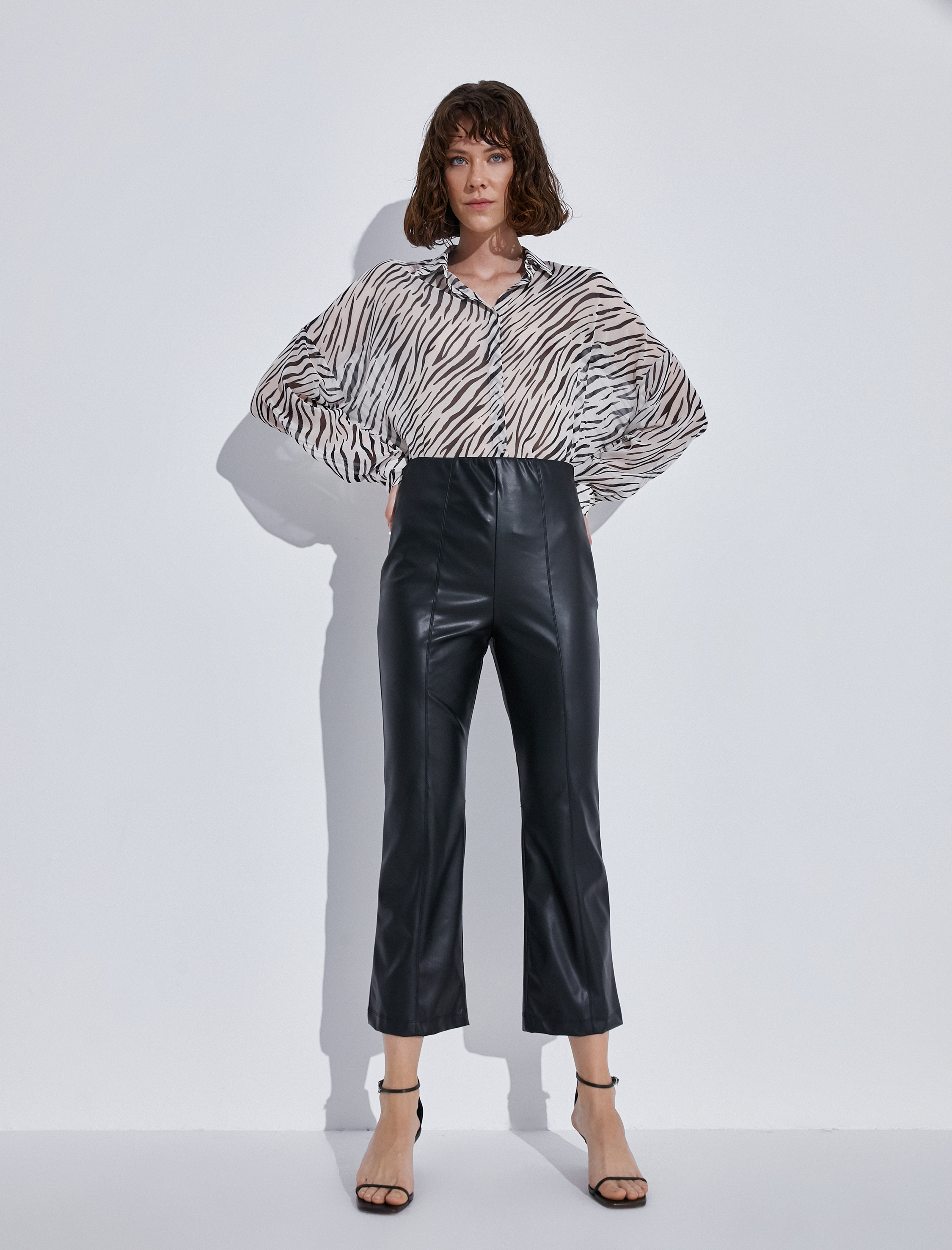   Suni Deri Crop Pantolon