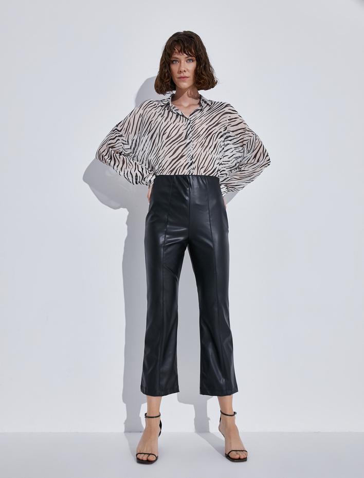 Suni Deri Crop Pantolon
