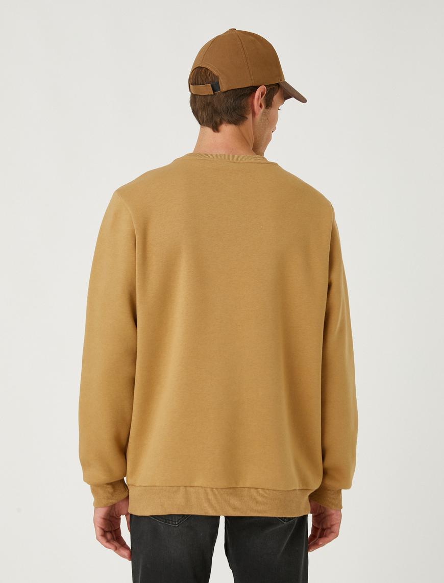   Kolej Baskılı Sweatshirt Şardonlu Bisiklet Yaka