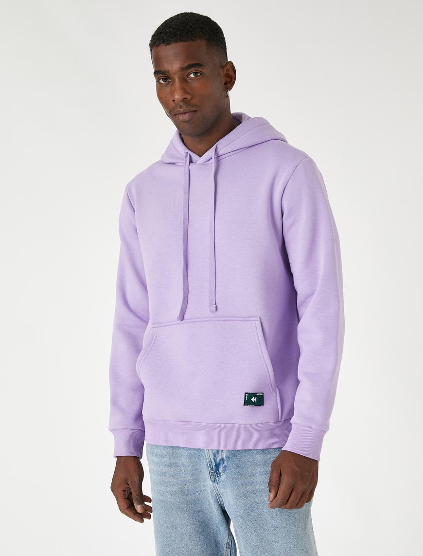   Kapşonlu Sweatshirt Şardonlu Cep Detaylı